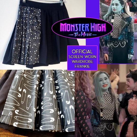 Monster High Frankie Stein Official Screen Worn Punk Goth Safety Pin Kilt Skirt - Picture 1 of 7